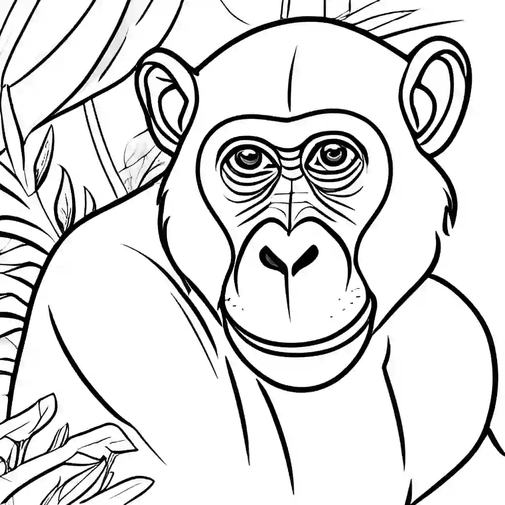 Chimpanzees Printable Coloring Book Pages for Kids